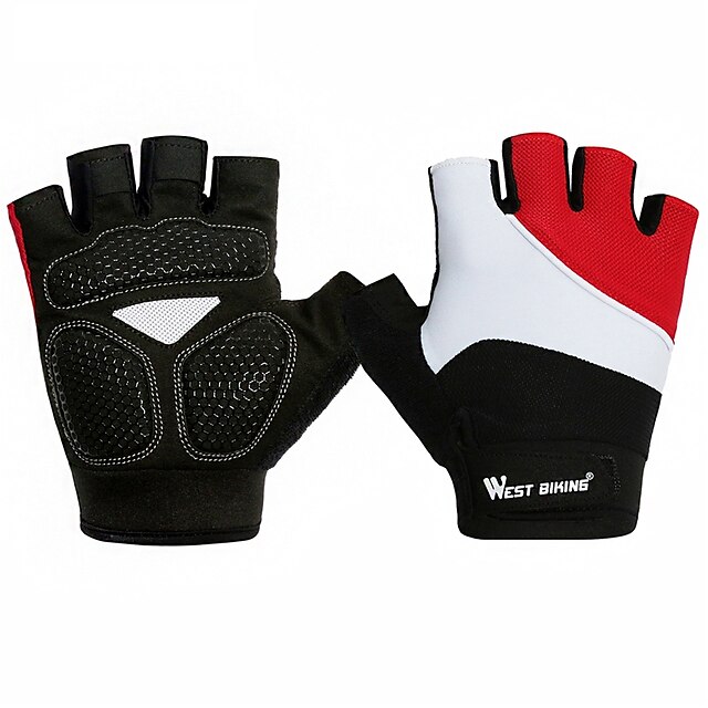  WEST BIKING® Перчатки для велосипедистов Легкость Дышащий Быстровысыхающий Нескользящий Спортивные перчатки Черный Черный / красный Буле / черный для