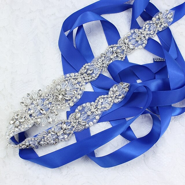  Satin / Tulle Wedding / Special Occasion Sash With Rhinestone / Crystal / Imitation Pearl Sashes