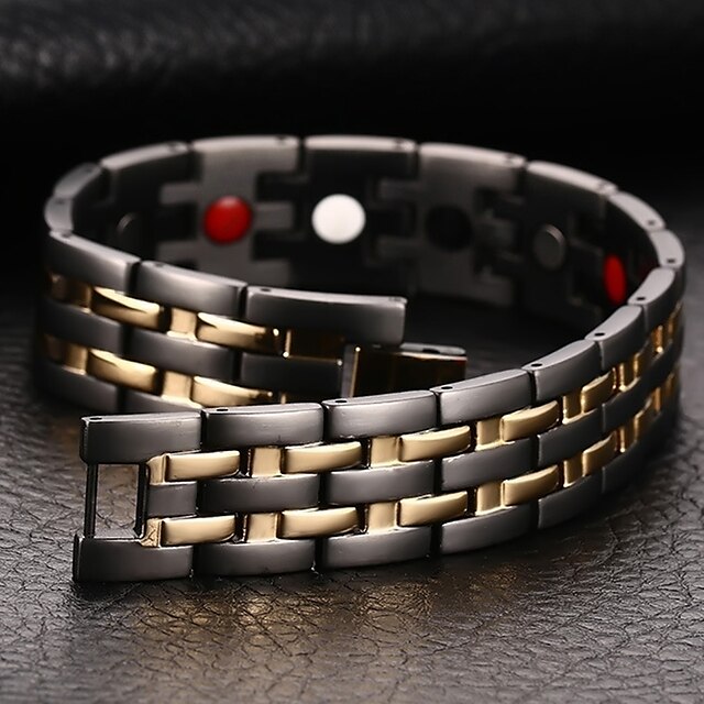  Chaînes Bracelets Bracelet Jonc Bracelet Magnétique Homme Acier au titane Naturel Mode équilibre Bracelet Bijoux Noir Forme de Cercle pour Cadeau Quotidien