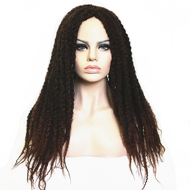  Synthetic Wig Afro Kinky Curly Kinky Curly Afro Wig Long Dark Brown / Dark Auburn Natural Black Dark Brown / Medium Auburn Synthetic Hair Women's Dreads Locs African American Wig African Braids Black
