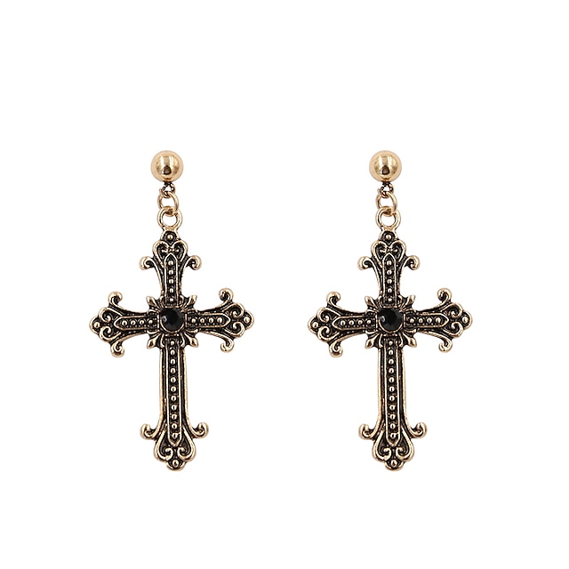  Women's Drop Earrings Hanging Cross Earrings Cross Ladies Cross Fashion Earrings Jewelry Gold / Silver For Gift Casual