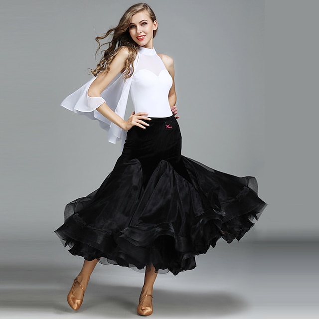  Ballroom Dance Outfits Women's Performance Tulle / Velvet / Ice Silk Sleeveless Natural Skirts / Leotard / Onesie