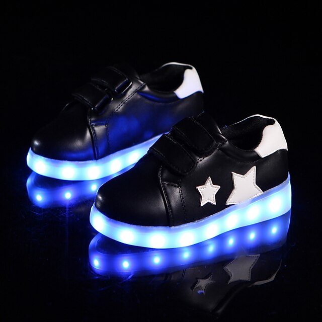  Boys' Comfort / Novelty / LED Shoes PU Sneakers Magic Tape White / Black Fall / Winter / Rubber
