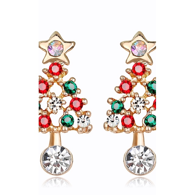  Women's Stud Earrings Ladies Fashion Rhinestone Earrings Jewelry Rainbow For Christmas New Year