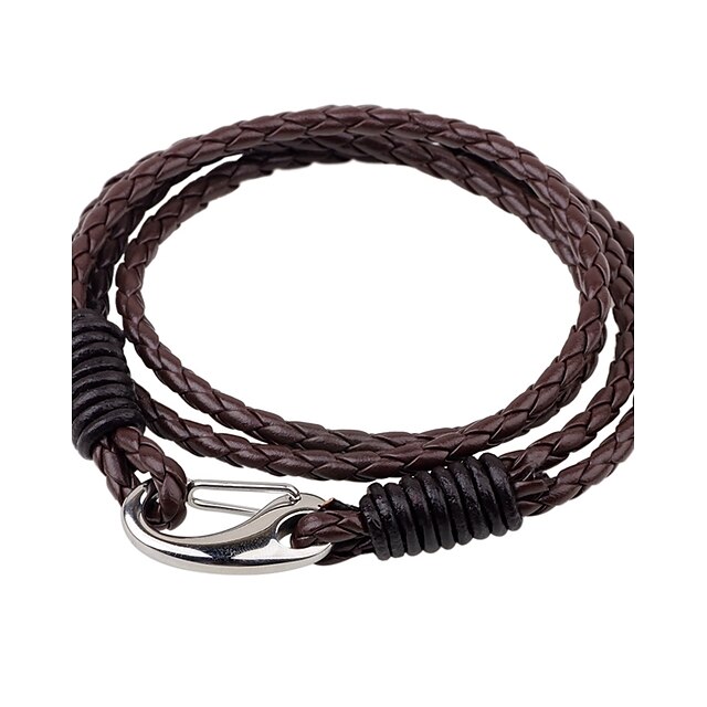  Men's Women's Leather Bracelet woven Personalized Punk Stainless Steel Bracelet Jewelry Black / Coffee For Casual Going out