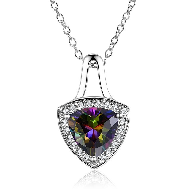  Women's AAA Cubic Zirconia Pendant Necklace - Cubic Zirconia, Gold Plated Drop Luxury, Fashion Rainbow Necklace For Wedding, Stage