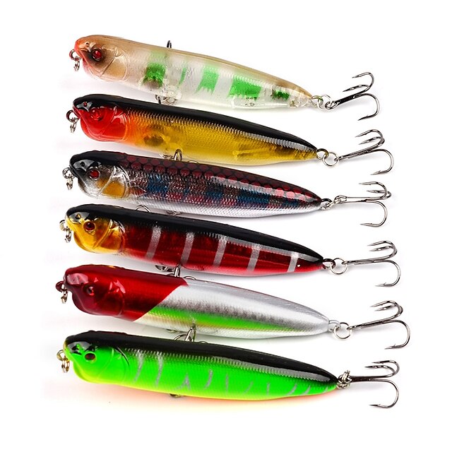  6 pcs Fishing Lures Popper Sinking Bass Trout Pike Sea Fishing Lure Fishing Trolling & Boat Fishing