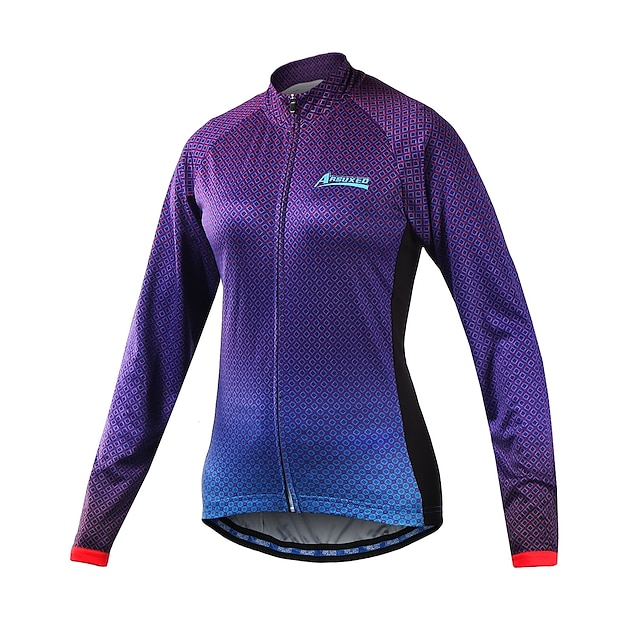  Arsuxeo Women's Long Sleeve Cycling Jersey Winter Polyester Purple Gradient Bike Jersey Mountain Bike MTB Road Bike Cycling Reflective Strips Sports Clothing Apparel / Stretchy