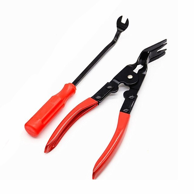  ZIQIAO 2pcs/Set Car Interior Door Panel & Trim Clip Removal Plier Upholstery Remover Pry Bar Tool Car Door Trim Clip Remover