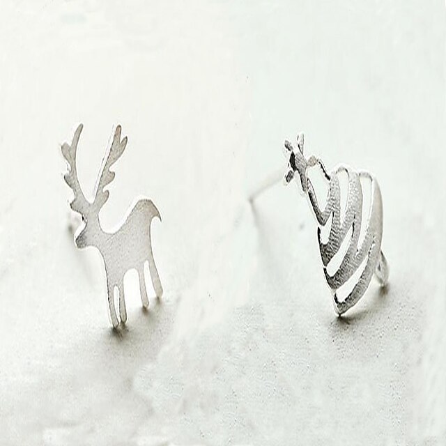  Damskie Mieszane kolczyki - Srebro standardowe Zwierzę Słodkie Style Silver Na Święta Bożego Narodzenia / Casual