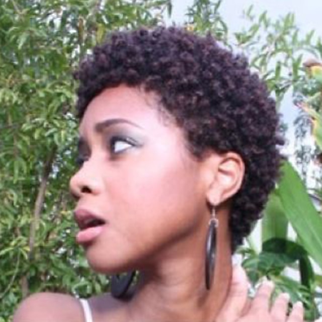  Human Hair Blend Wig Short Curly Jerry Curl Short Hairstyles 2020 Berry Curly Jerry Curl African American Wig For Black Women Machine Made Women's Natural Black #1B Dark Burgundy Medium Brown