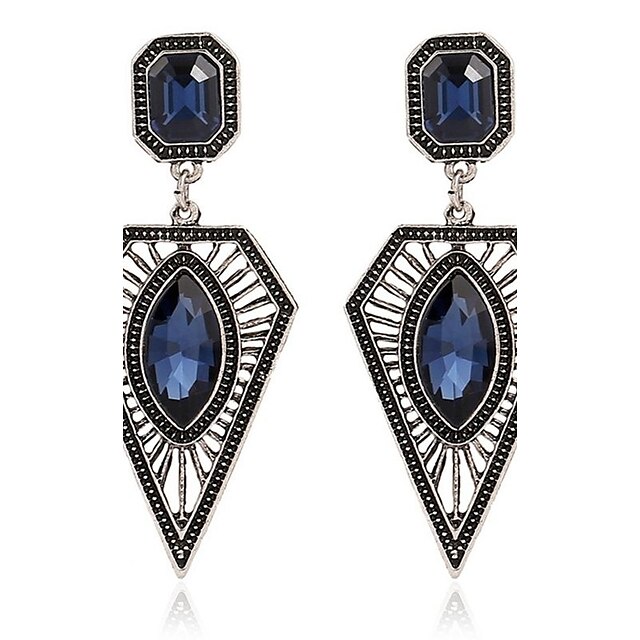  Women's Sapphire Synthetic Sapphire Drop Earrings Emerald Cut Marquise Cut Ladies Personalized Fashion Zircon Earrings Jewelry Dark Blue For Party Stage
