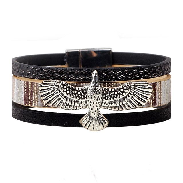  Men's Women's Leather Bracelet Eagle Personalized Vintage Leather Bracelet Jewelry Black / Gray / Coffee For Casual Stage