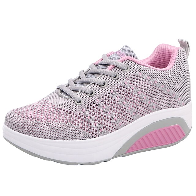  Women's Sneakers Spring / Summer Round Toe / Closed Toe Comfort Outdoor Lace-up Breathable Mesh / Fabric Black / Purple / Fuchsia