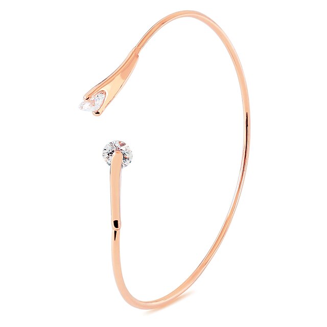  Women's Crystal Cuff Bracelet Ladies Simple Style Fashion Elegant Alloy Bracelet Jewelry Gold / Silver / Rose Gold For Christmas Birthday Gift Casual New Year Valentine