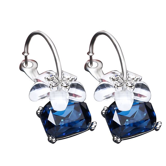  Women's Sapphire Stud Earrings Flower Ladies Elegant Fashion Earrings Jewelry Black / Blue / Gray For Party Daily