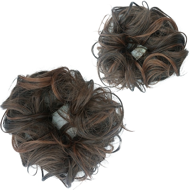  Moños Pedazo de cabello Moño Resistente al Calor Pelo sintético Pedazo de cabello La extensión del pelo Bollo Marrón oscuro / Auburn oscuro