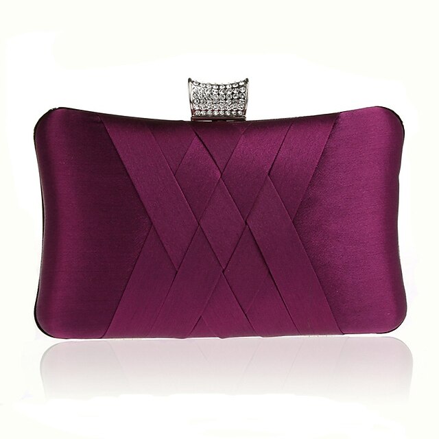Women's Satin Evening Clutch Bag – Elegant Purple Purse with Rhinestone Clasp for Weddings, Parties & Formal Events 15