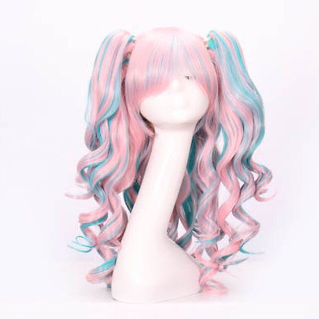  Cosplay Costume Wig Synthetic Wig Ponytails Wavy Wavy With Ponytail Wig Pink Long Pink Synthetic Hair Women's Pink