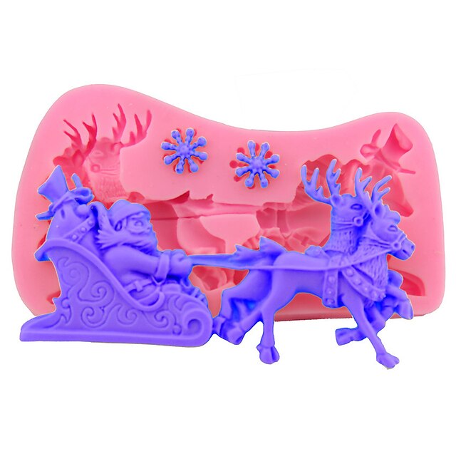  Silicone Cake Mold Christmas Santa Claus And Reindeer Fondant Mould DIY Decorating Tools