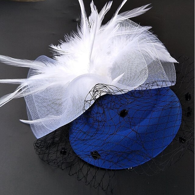  Tulle / Net Fascinators / Hats / Birdcage Veils with Feather 1 Wedding / Special Occasion / Event / Party Headpiece