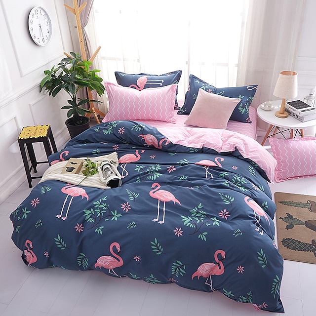  Dekbedovertrek Sets Cartoon 100% puuvillaa Reactieve Print 4-deligBedding Sets / 300 / 4 stuks (1 dekbedovertrek, 1 bedsprei, 2 bedslopen) / (Als Dubbele Grootte, Slechts 1 Sham Of Kussensloop)