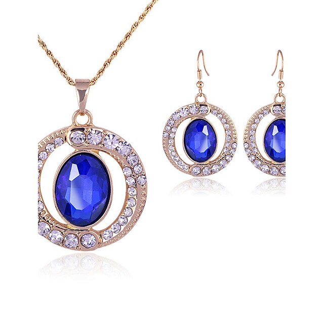  Women's Crystal Jewelry Set - Crystal, Rhinestone Luxury, Fashion Include Drop Earrings / Necklace Blue For Wedding / Party