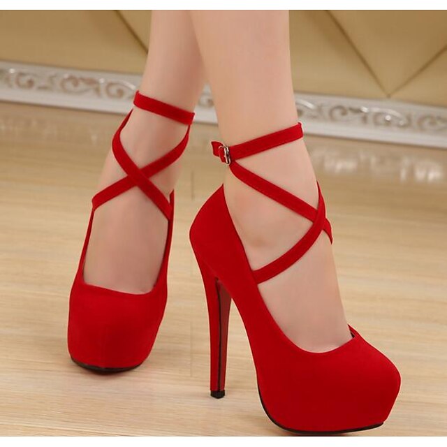  Women's Heels Stilettos Plus Size High Heels Stiletto Heel Basic Pump Nubuck Fall Spring Black Dark Blue Red