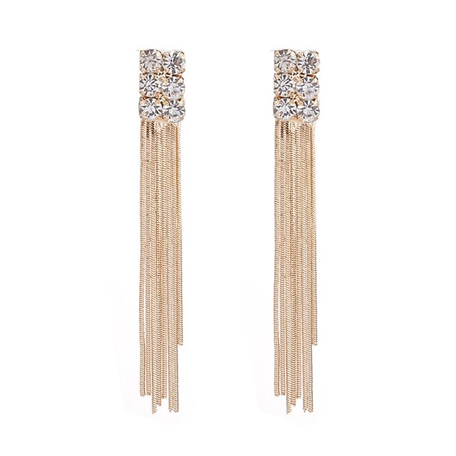  Women's Drop Earrings Tassel Tassel Fashion Rhinestone Earrings Jewelry Gold For Daily Date