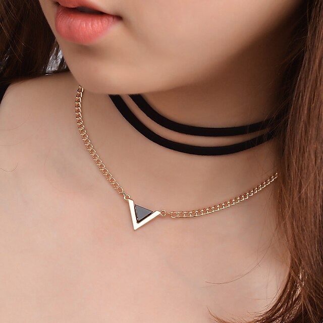  Women's Layered Necklace Ladies Personalized Simple Style Fashion Flannelette Alloy Gold Necklace Jewelry For Gift Casual