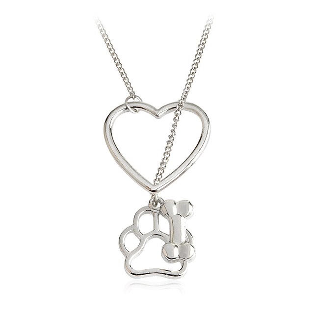  Women's Pendant Necklace - Stainless Steel Heart Silver Necklace For Party, Casual