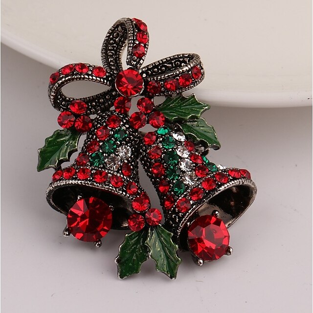  Women's Brooches Classic Bell Ladies Rhinestone Brooch Jewelry Gold For Christmas Gift