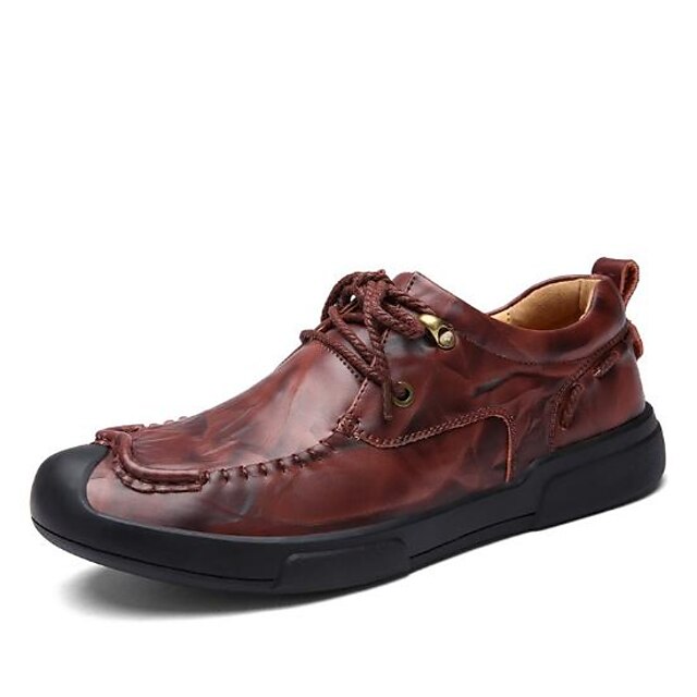  Homens Pele Outono Conforto Oxfords Preto / Marron / Vinho