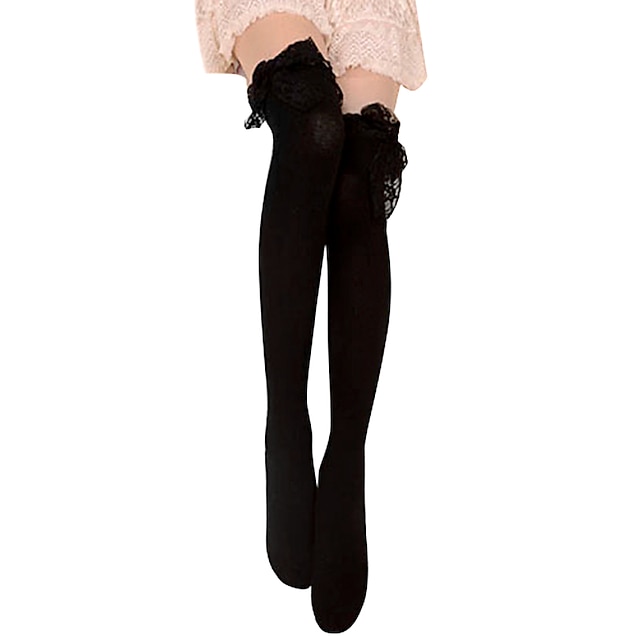  Women's Lolita Vacation Dress Socks / Long Stockings Black Lace Cotton Lolita Accessories