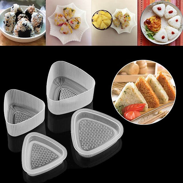  4pcs Kitchen Bento Sushi Onigiri Mold Food Press Triangular Form Rice Ball Maker Transparent