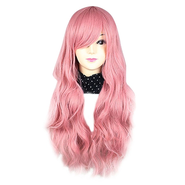  peruca rosa technoblade cosplay lolita perucas cosplay femininas peruca rosa anime de fibra resistente ao calor de 30 polegadas