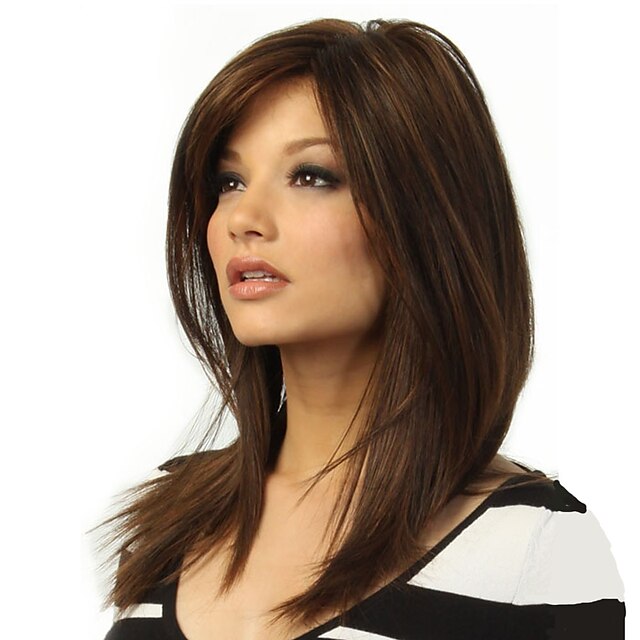  Synthetic Wig Natural Wave Style Layered Haircut Capless Wig Brown Brown Synthetic Hair Women's Highlighted / Balayage Hair Brown Wig Long StrongBeauty Natural Wigs