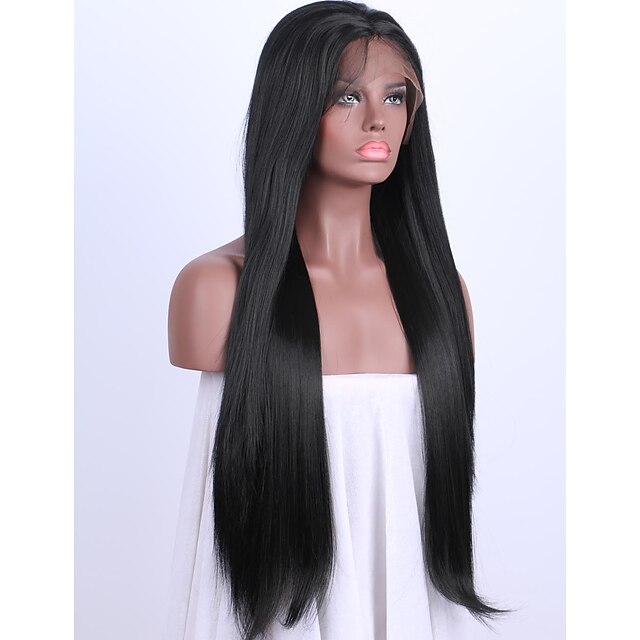  Synthetic Lace Front Wig Straight Straight Lace Front Wig Medium Length Long Natural Black #1B Synthetic Hair Women's Black