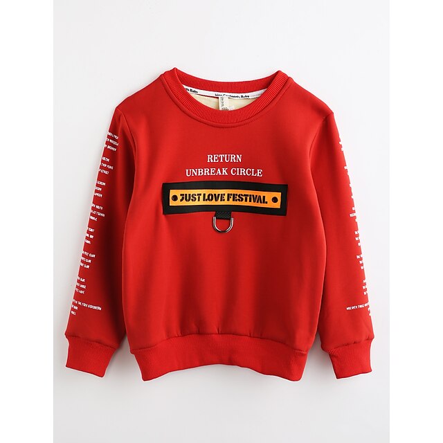  Niños Chico Camiseta Blusa Manga Larga Geométrico Rojo Niños Tops Otoño