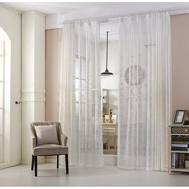  miljövänliga gardiner draperier två paneler / broderi / sovrum