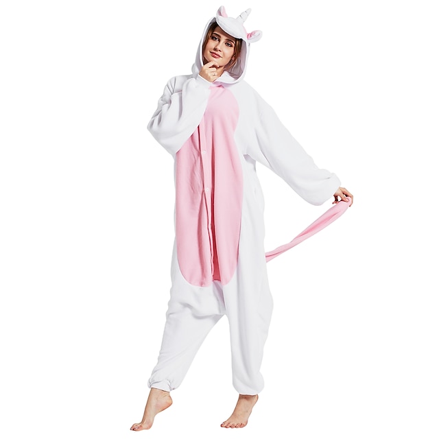  Aikuisten Kigurumi-pyjama Unicorn Eläin Pyjamahaalarit Polar Fleece Pinkki Cosplay varten Miehet ja naiset Animal Sleepwear Sarjakuva Festivaali / loma Puvut