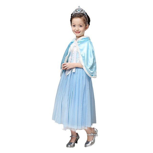  Déguisement Halloween Fille Princesse Conte de Fée Elsa Reine des Neiges Robe trapèze Costume de Cosplay Costume de fête Robe de demoiselle d'honneur Noël Halloween Carnaval Mousseline de soie Toison