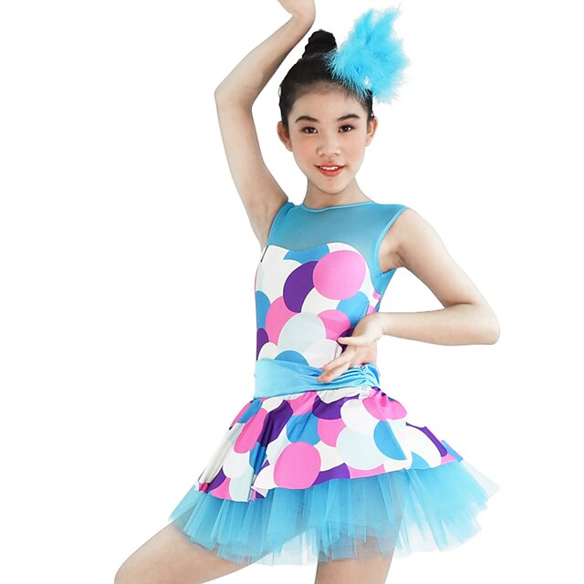  اطفال ملابس الرقص فستان نموذج / طباعة نسائي أداء بدون كم ارتفاع متوسط مطاط Elastane ليكرا