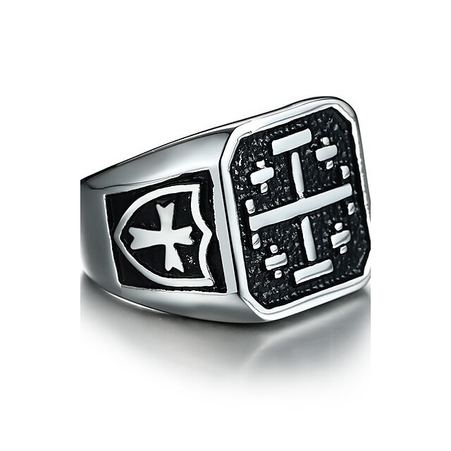  Men's Band Ring Silver Stainless Steel Vintage Rock Daily Casual Jewelry