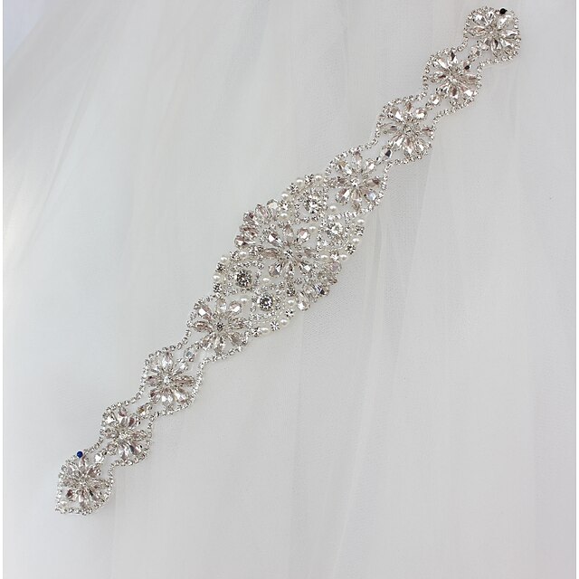  Silver-Plated Wedding / Special Occasion Sash With Rhinestone / Imitation Pearl / Appliques Women's Sashes