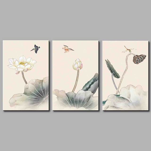  Grafika Reprodukce maleb na plátně - Květinový / Botanický motiv rustikální design Tři panely Umělecké tisky