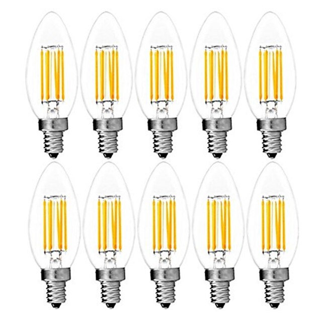  10pcs 6 W Bec Filet LED 560 lm E14 C35 6 LED-uri de margele COB Decorativ Alb Cald Alb Rece 220-240 V / RoHs