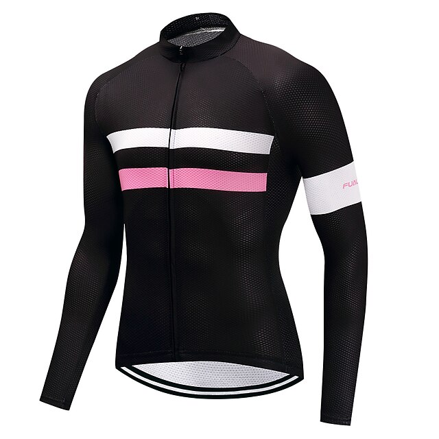  FUALRNY® Men's Long Sleeve Cycling Jersey Winter Fleece Pink Bike Jersey Mountain Bike MTB Road Bike Cycling Back Pocket Sports Clothing Apparel / High Elasticity
