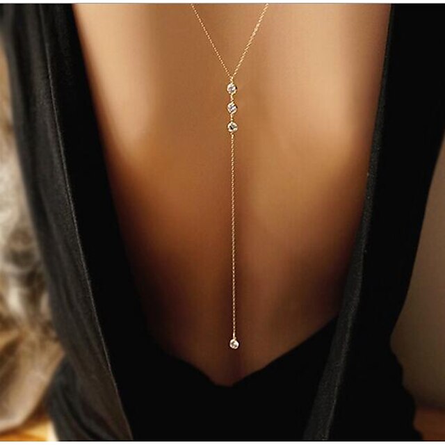  Women's Cubic Zirconia Y Necklace Lariat Ladies Simple Style Fashion Alloy Gold Necklace Jewelry For Wedding Party