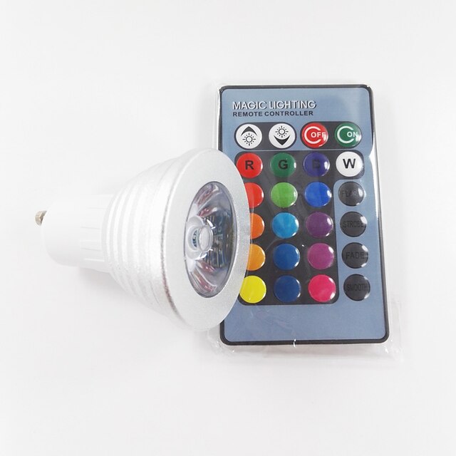  1st 4 W LED-spotlights 300 lm GU10 1 LED-pärlor Högeffekts-LED Bimbar Fjärrstyrd Dekorativ RGB 100-240 V / 1 st / RoHs